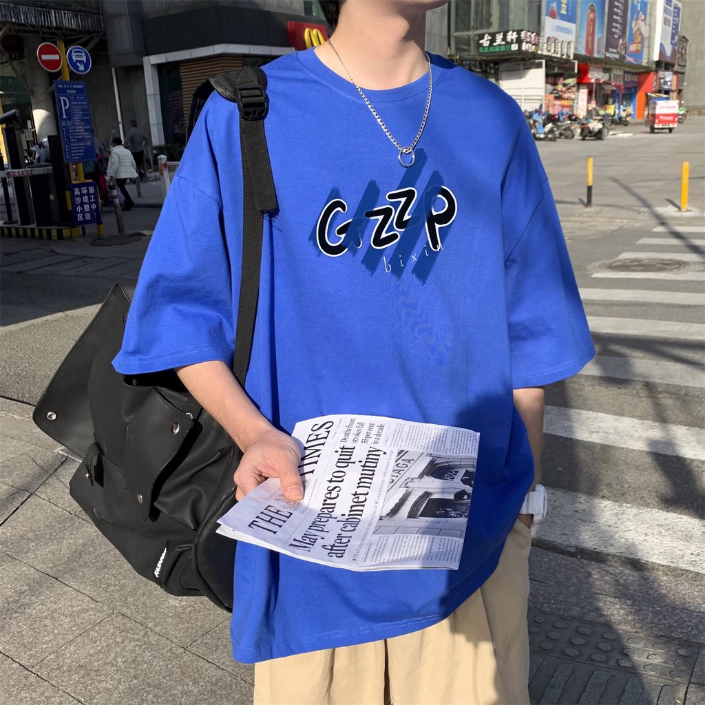 [M-8XL] Nhật Bản ​Áo Thun Tay Ngắn Dáng Rộng In Chữ Phong Cách Hip Hop Thời Trang Mùa Hè Cho Nam