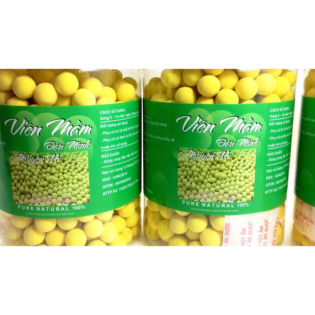500gr viên mầm đậu nành nguyên xơ tăng vòng 1, đẹp da, cân bằng nội tiết tố nữ có giấy chứng nhận ATTP