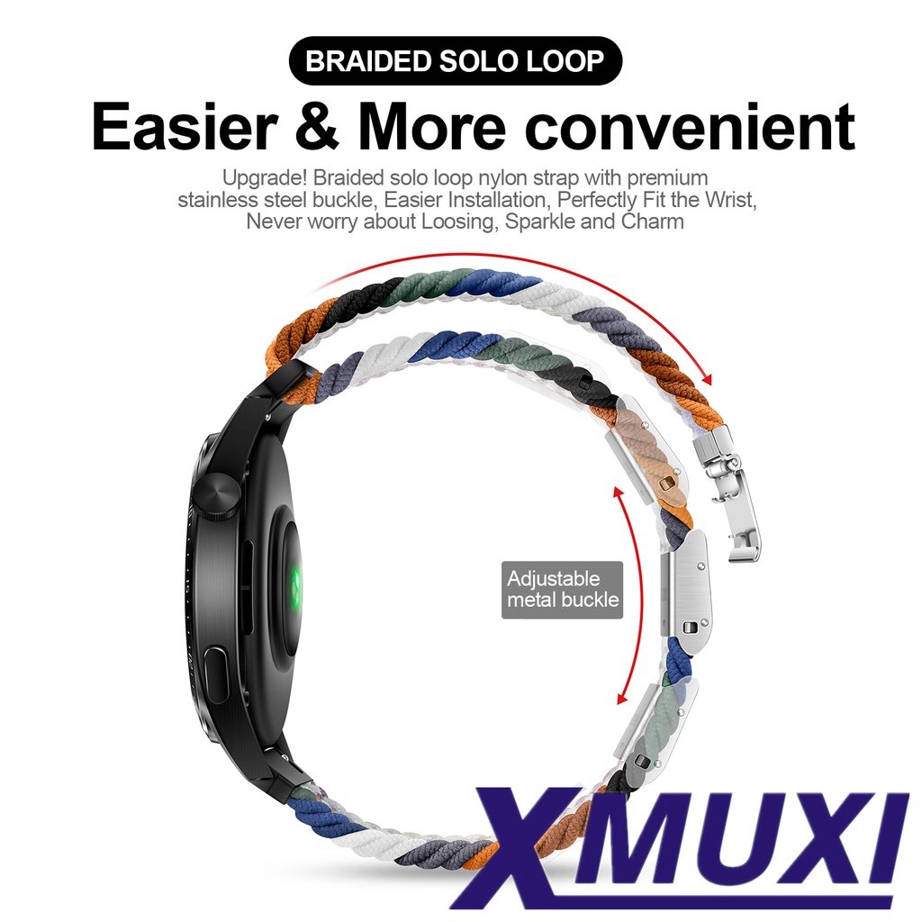 SAMSUNG Dây Đồng Hồ Đeo Tay 22mm 3 45mm Bằng Nylon Bện Co Giãn Điều Chỉnh Được Cho HUAWEI GT 3 Pro 46MM