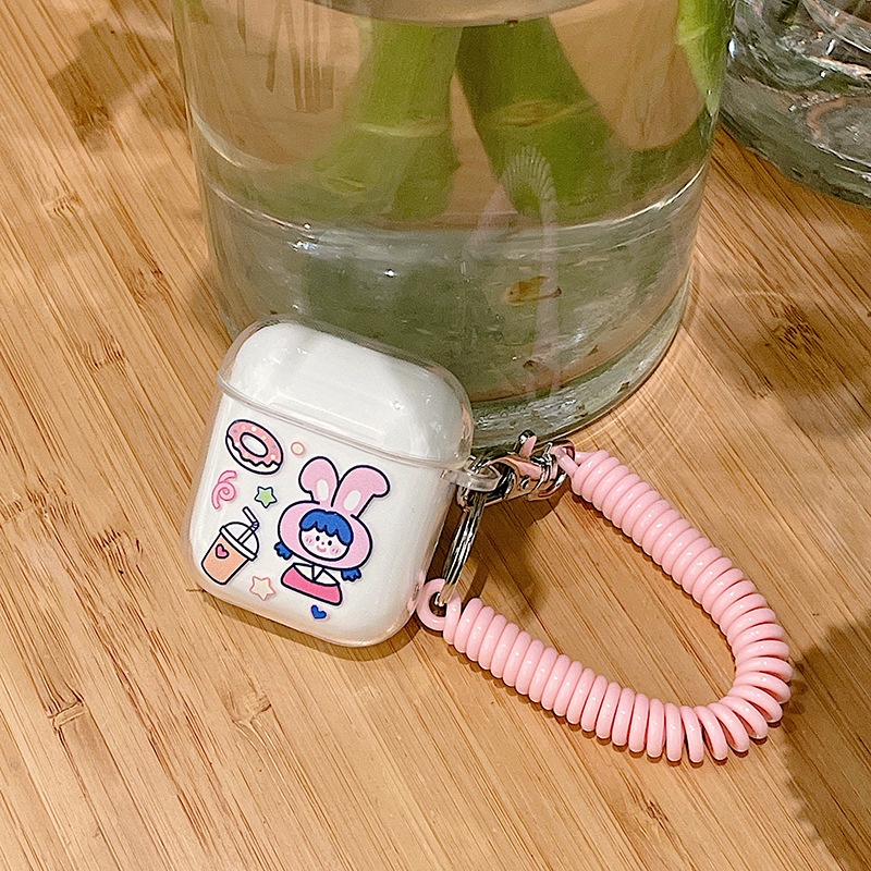 Vỏ Bảo Vệ Hộp Sạc Tai Nghe airpods 1 2 Pro 3rd Generation Pro 1/2 Trong Suốt Chống Sốc Họa Tiết Hoạt Hình Kèm Dây Đeo Kiểu Nhật Hàn