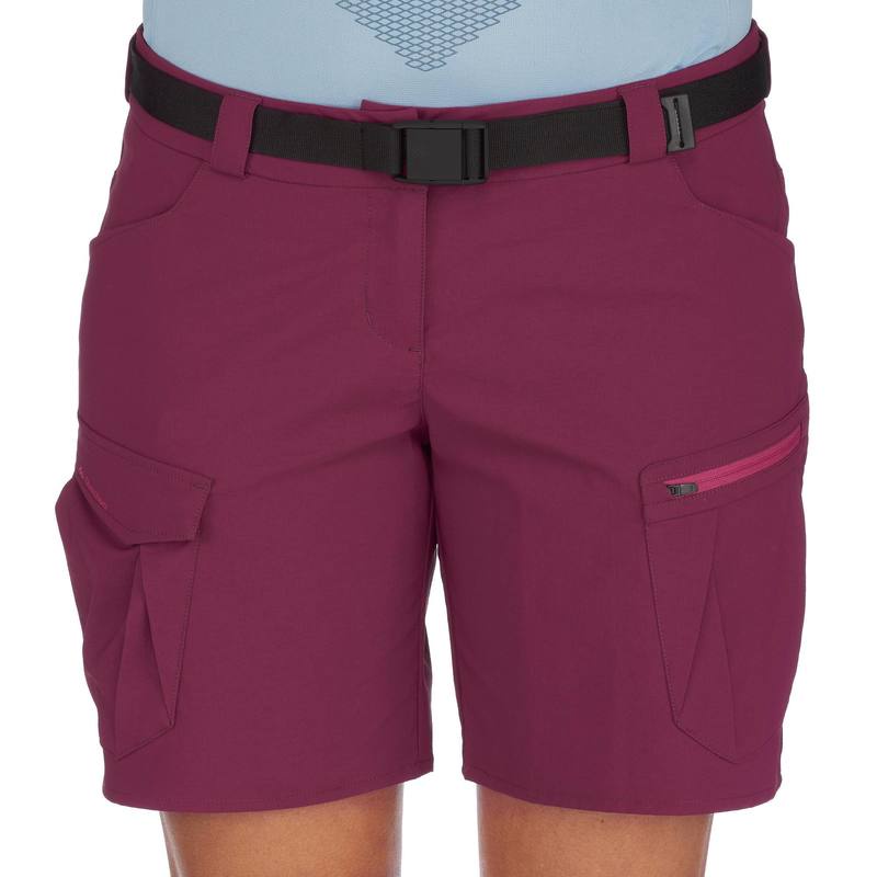 Quần short trekking leo núi Decathlon Forclaz 100 cho nữ - Bordeaux