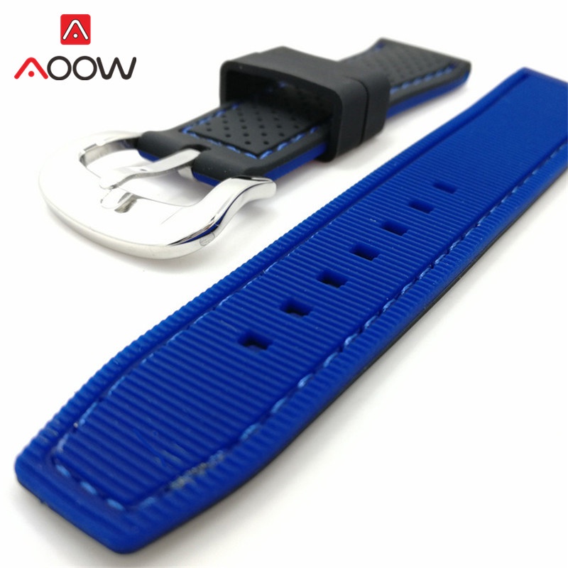 Dây Đeo Đồng Hồ Thể Thao Bằng Cao Su Silicon Chống Thấm Nước Dài 20mm 22mm 24mm