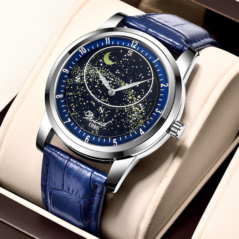 Đồng hồ nam cơ tự động DIZIZID Automatic chính hãng dây da cao cấp - Thiết kế dải ngân hà chuyển động độc đáo DZC69