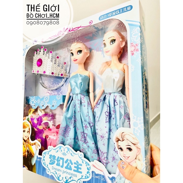 [HOT- LOẠI LỚN] Đồ chơi hộp 2 búp bê công chúa Frozen Elsa và Anna siêu dễ thương dành cho bé cưng.