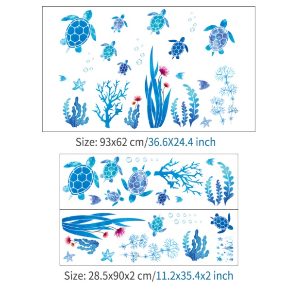 Decal trang trí tường - Đàn rùa đại dương xanh