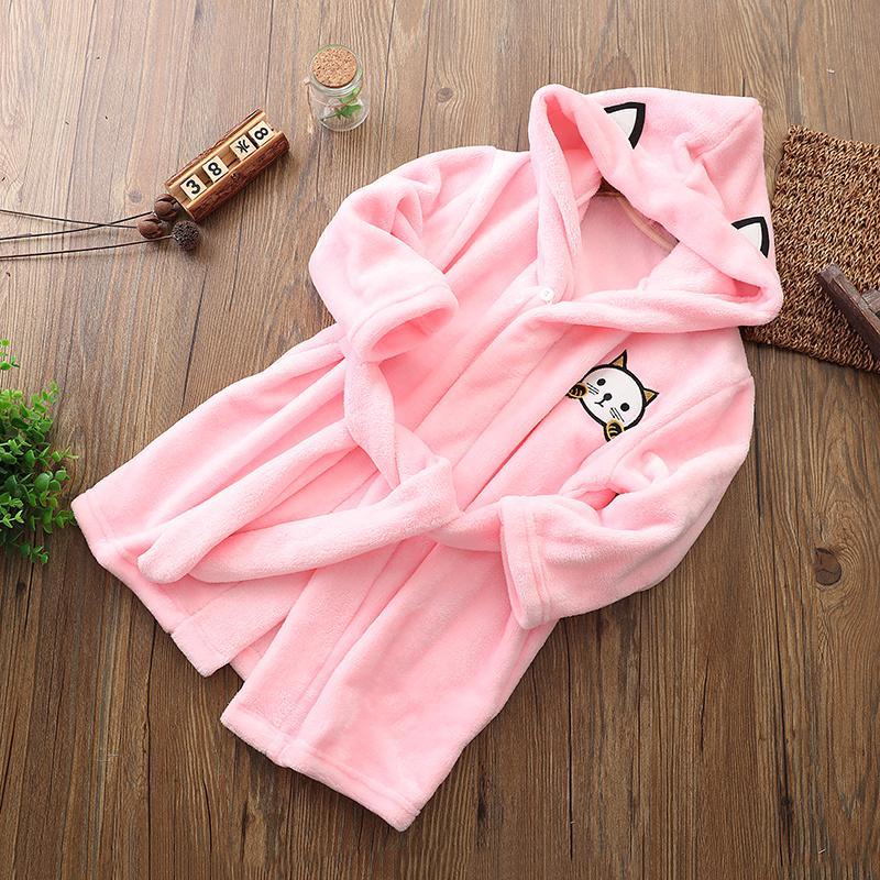 Áo ngủ cho trẻ em, vải flanel, trẻ em, bé trai, bé trai, bé gái, áo ngủ bằng nhung san hô, áo choàng tắm bốn mùa xuân thu đông.