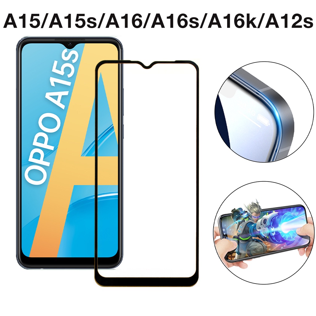 Cường lực Oppo A17 A15 A16 A12 A15s A16s A16k A12s full màn cao cấp chống trầy xước tặng kèm khăn lau màn hình Kính [9D]