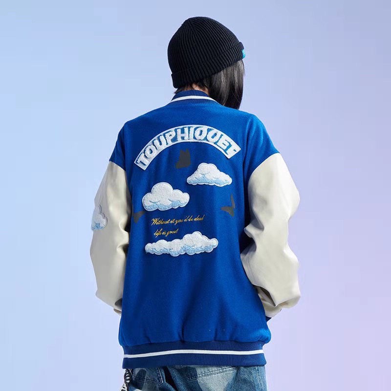 Áo khoác bomber varsity jacket nam nữ Cloud thêu số 19 mới 2021