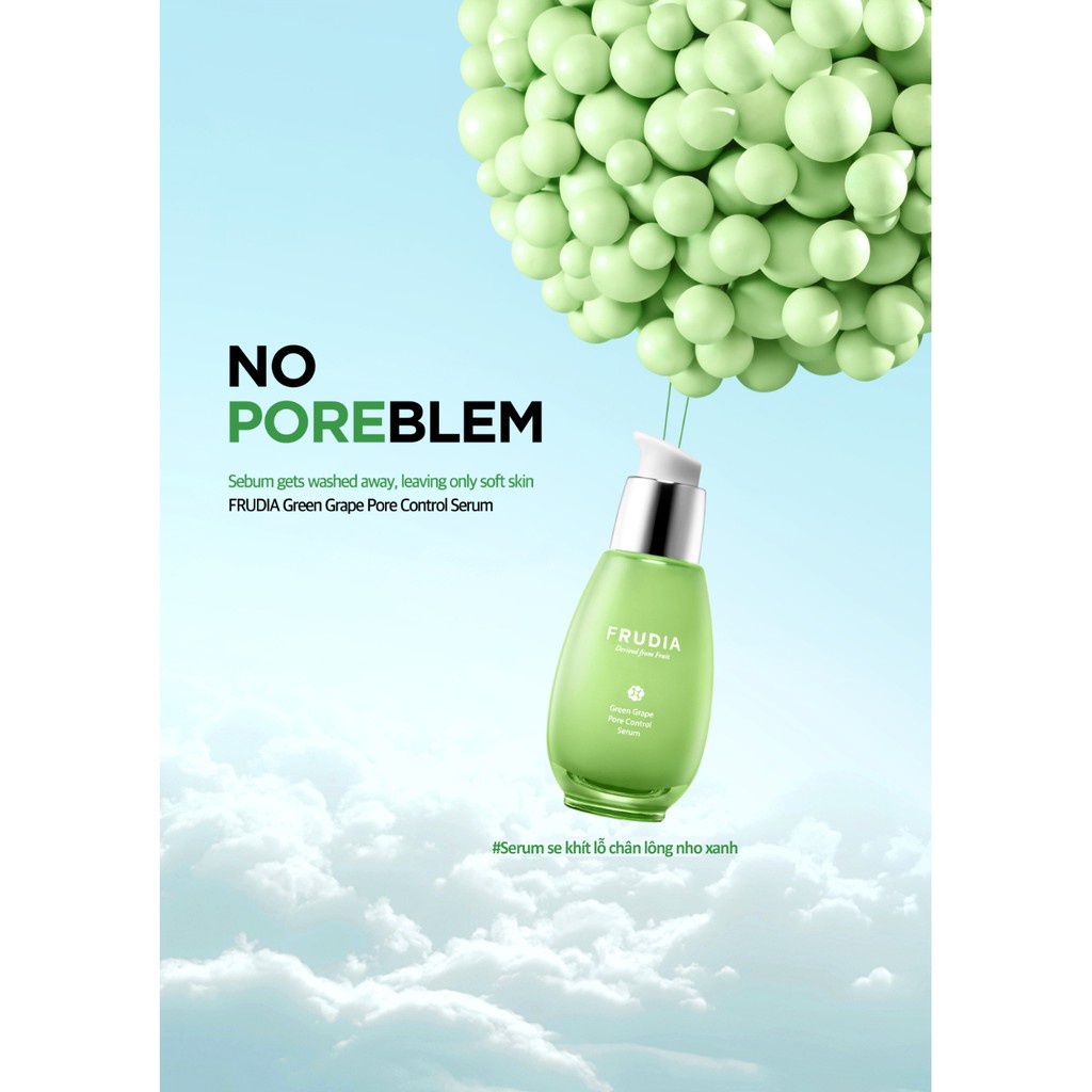 [Tặng 88k] Serum Dưỡng Ẩm Se Khít Lỗ Chân Lông Chiết Xuất Nho Xanh Frudia Green Grape Pore Control Serum 50g