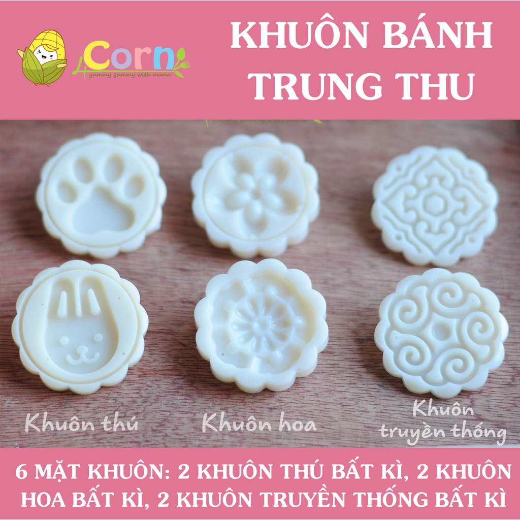Bộ khuôn làm bánh trung thu cho bé (6 mặt - 50g)