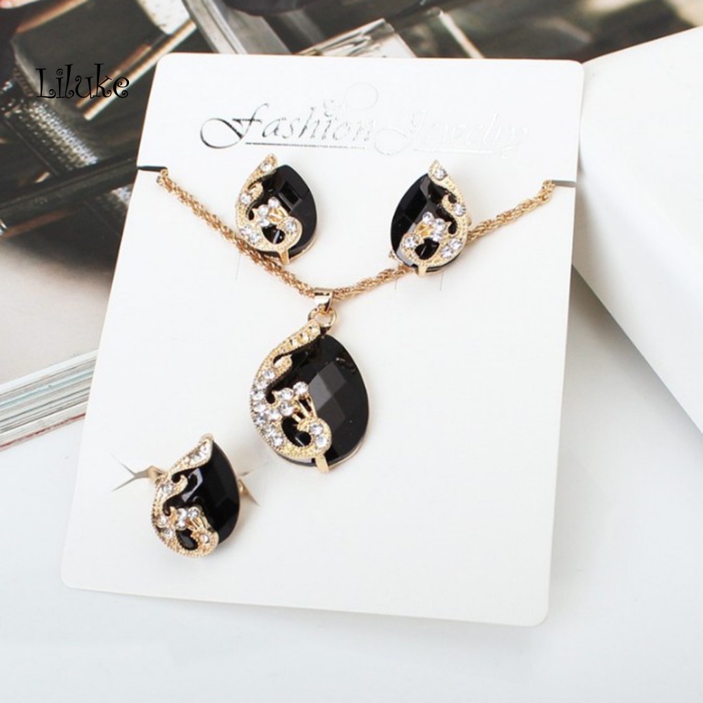 1 Set Vòng cổ Nhẫn Và Bông Tai Thời Trang Sang Trọng