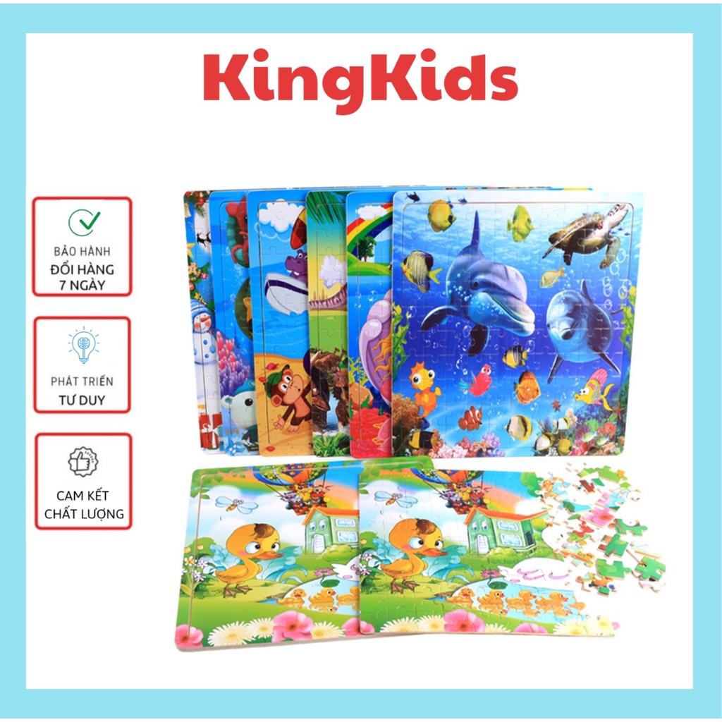 Đồ chơi ghép hình 11x11cm tranh sinh vật nhiều màu sắc đáng yêu cho bé KingKids
