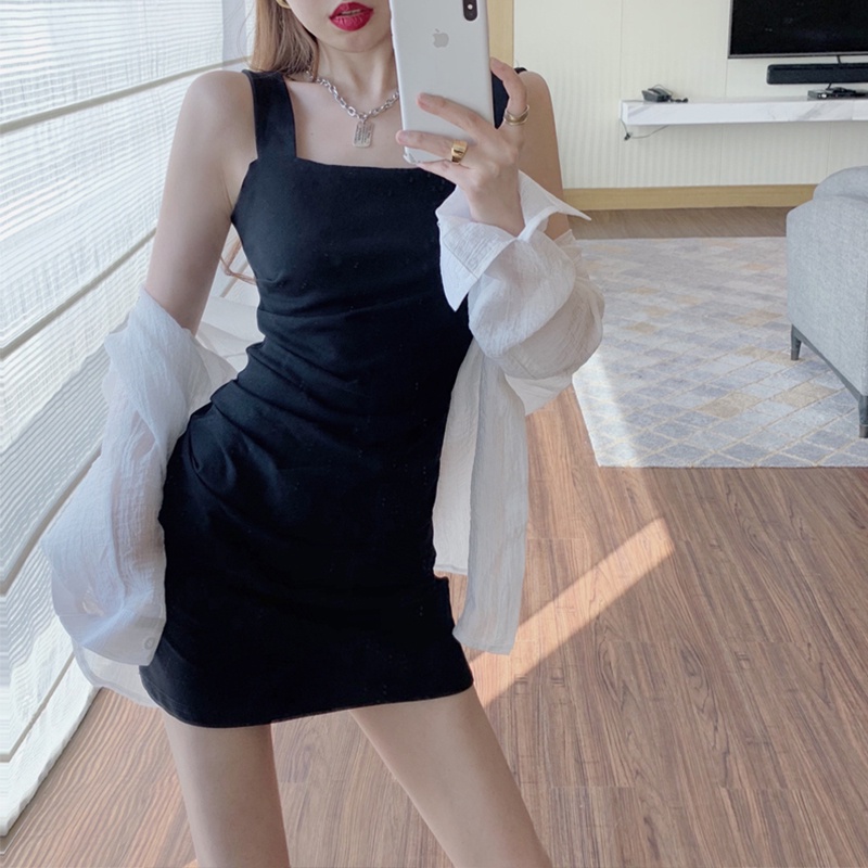 Đầm Ôm Hai Dây Màu Xanh Dương Thời Trang Mùa Hè Mới Cho Nữ | BigBuy360 - bigbuy360.vn