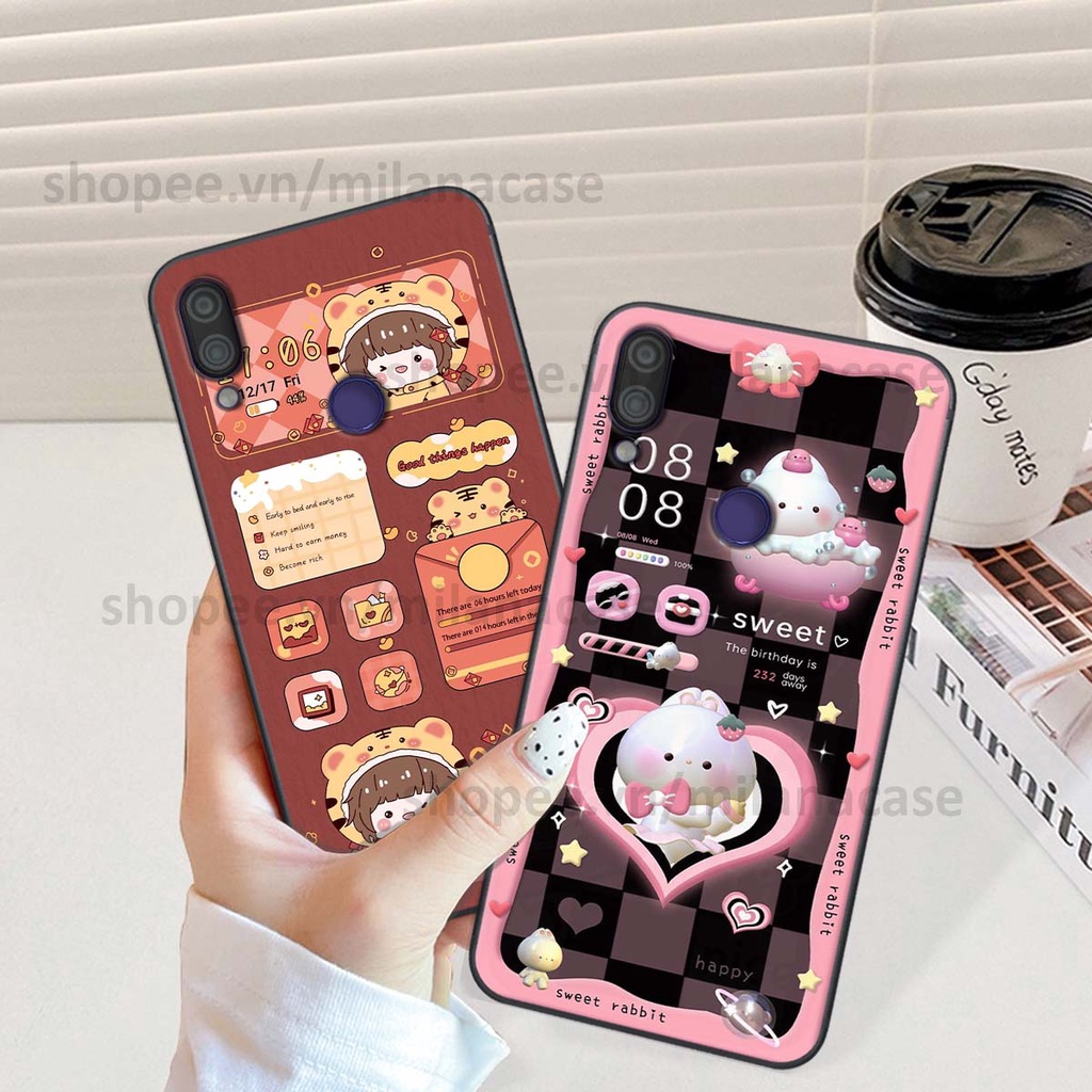 Ốp Xiaomi Redmi Note 7 hình đồng hồ icon gấu mèo cute cực dễ thương ngộ nghĩnh