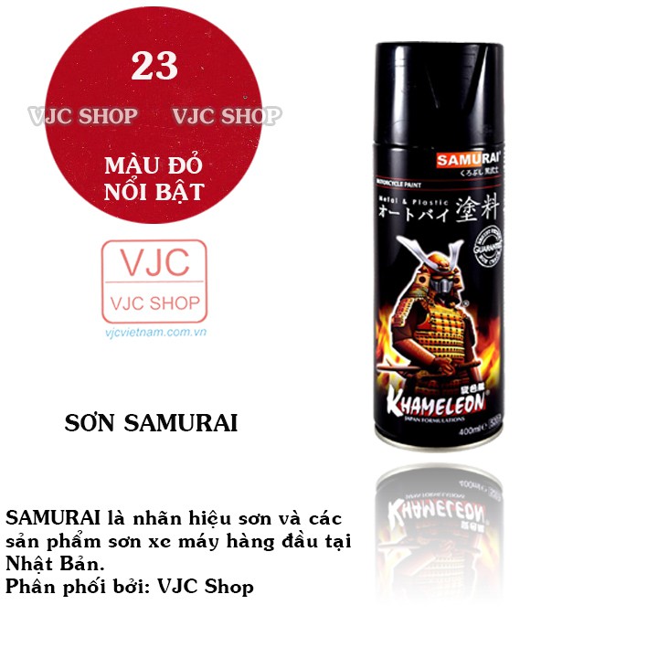 Chai sơn xịt sơn xe máy cao cấp SAMURAI màu đỏ nổi bật 23 dung tích 400 ml