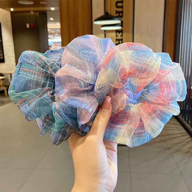 Chun cột tóc Scrunchies voan tơ,scrunchies kẻ
