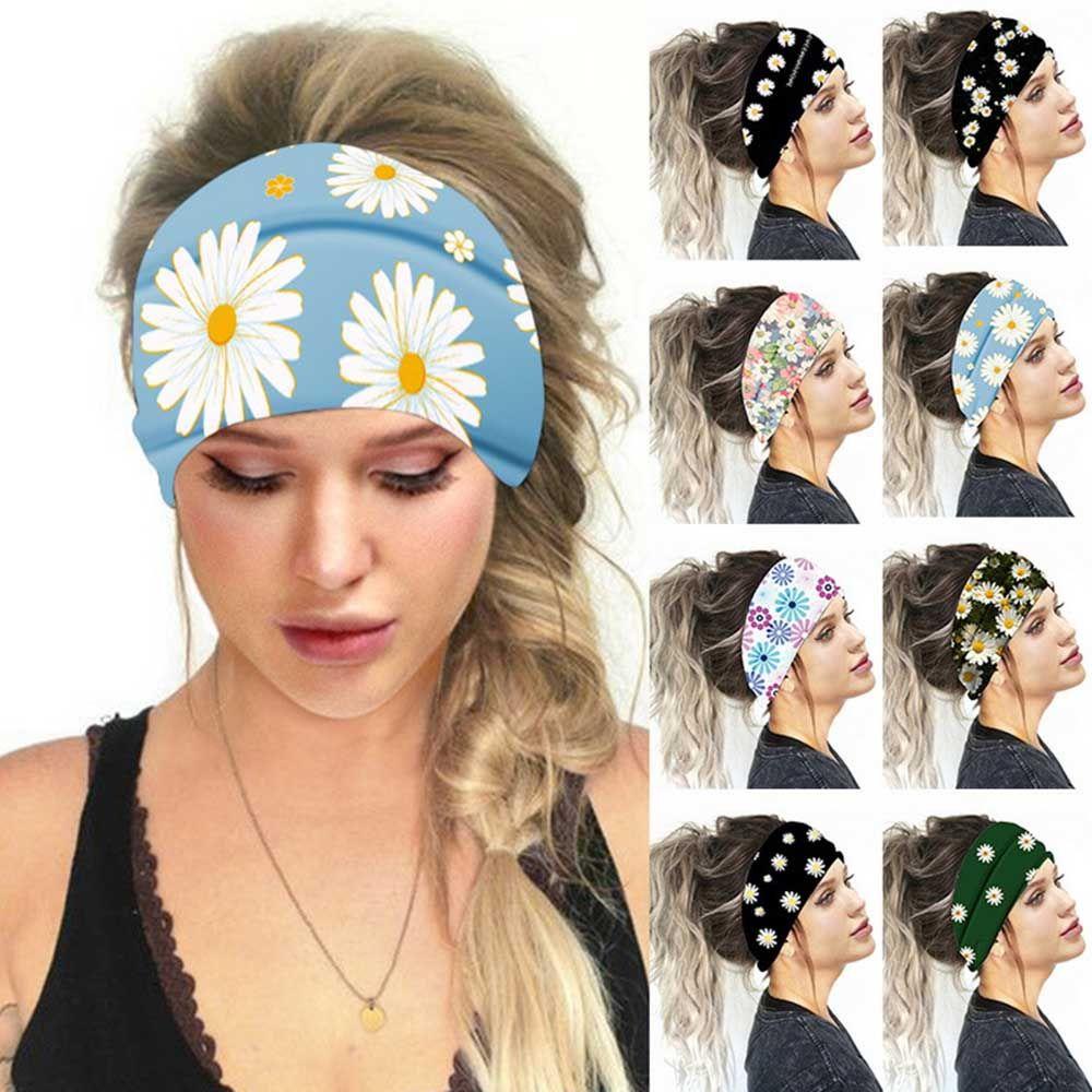 JONYE Băng Đô Bandana Mềm Mại Bản Rộng Họa Tiết Hoa Cúc Dùng Khi Chạy Bộ Thể Thao
