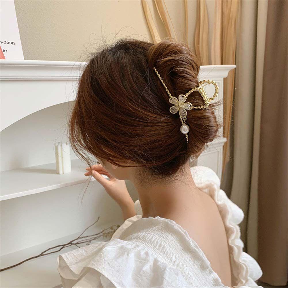 IVORY Kẹp Tóc Kim Loại Hình Cá Mập Đính Hạt Xinh Xắn Phong Cách Vintage Cho Bạn Gái