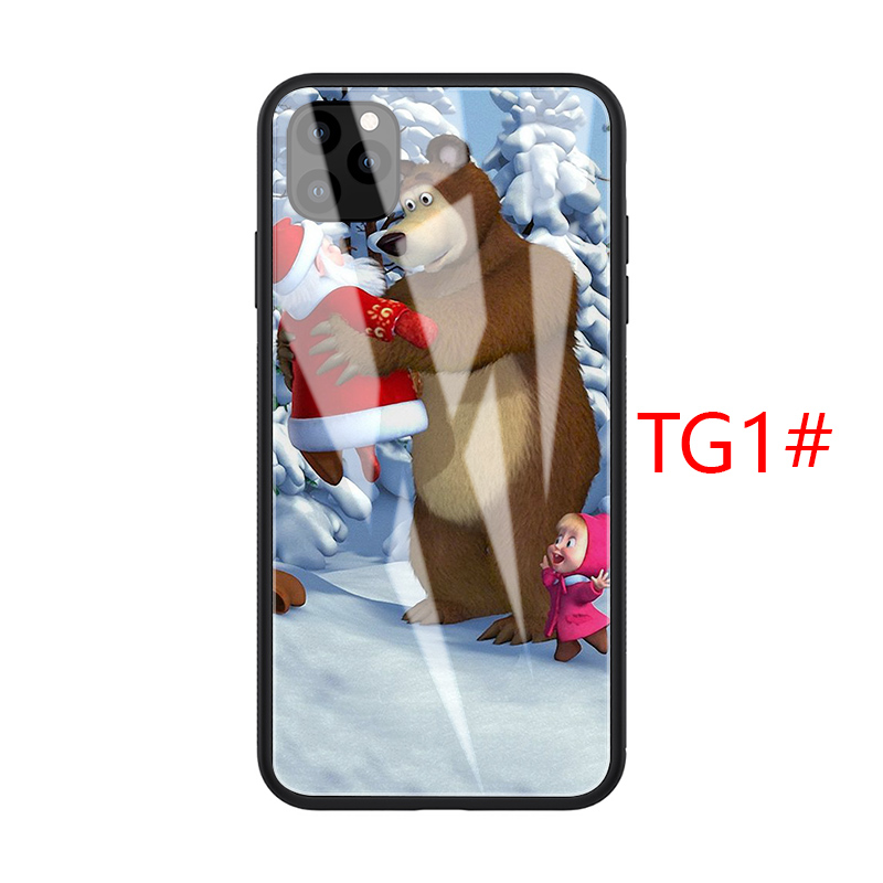 Ốp lưng điện thoại iPhone 11 Pro XS Max X XR 8 7 6S 6 Plus 5S 5 SE 2020 D59 hình Cô bé Masha và chú Gấu xiếc