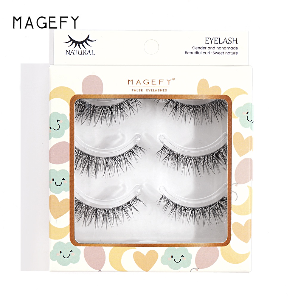 Set 3 cặp lông mi giả cong tự nhiên mềm mại tiện dụng