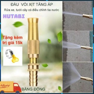 Vòi Xịt Nước Tăng Áp Suất Nước ( Tặng Đai Siết ) Vòi Rửa Xe, Tưới Lan Đúc Đồng 100%