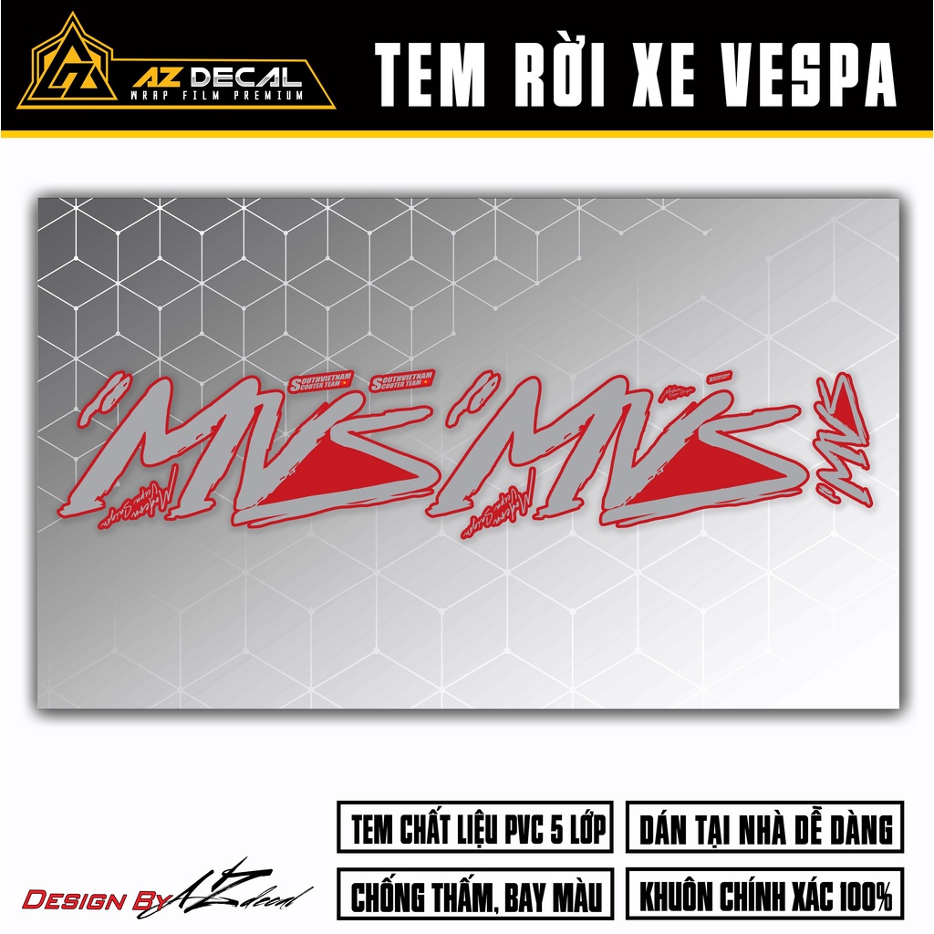 Tem Vespa Sprint / Primavera Thiết Kế MVS Modern Vespa Saigon | VPSP49 | Team Decal Hình Dán Xe Máy Vespa Chống Nước