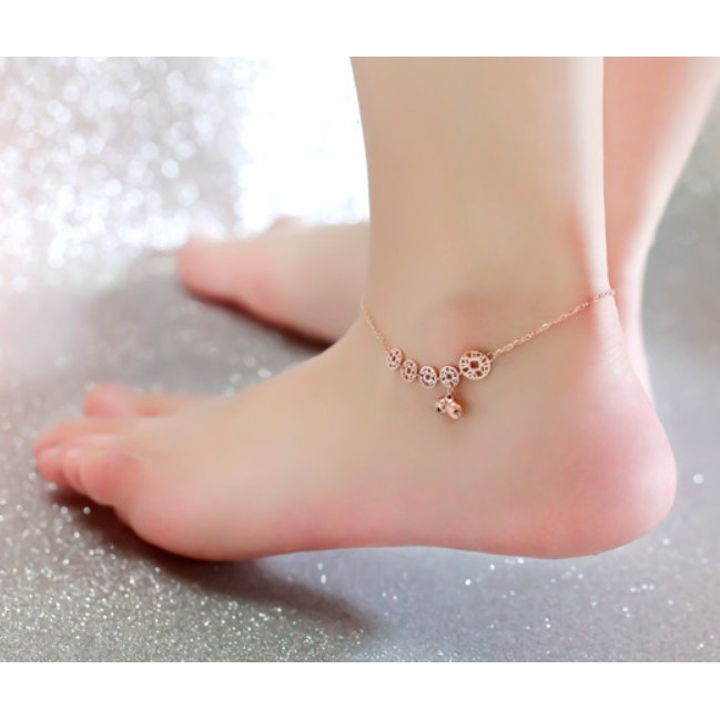 Lắc chân titan đồng tiền - không đen - TT987 (có ảnh thật)