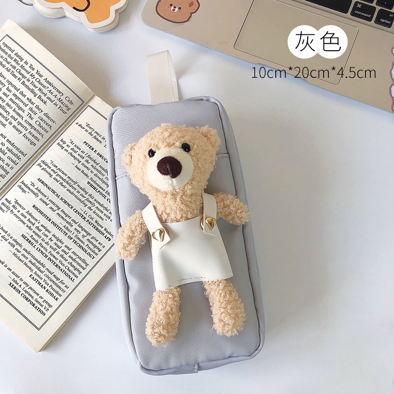 Túi đựng bút hộp bút vải canvas chống thấm nước họa tiết gấu thỏ đáng yêu tiện dụng