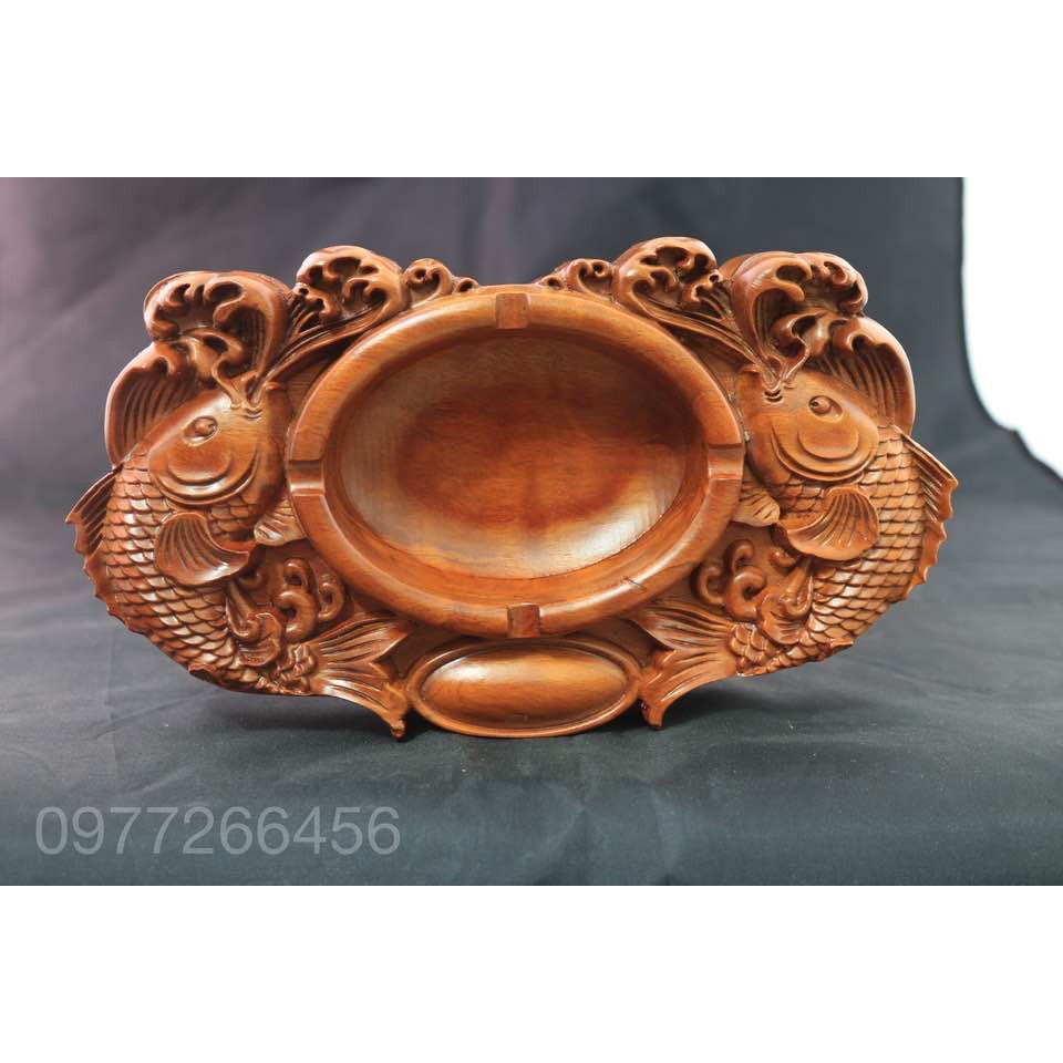 Gạt Tàn Thuốc , bằng gỗ, hình rồng, cá chép, chữ phúc