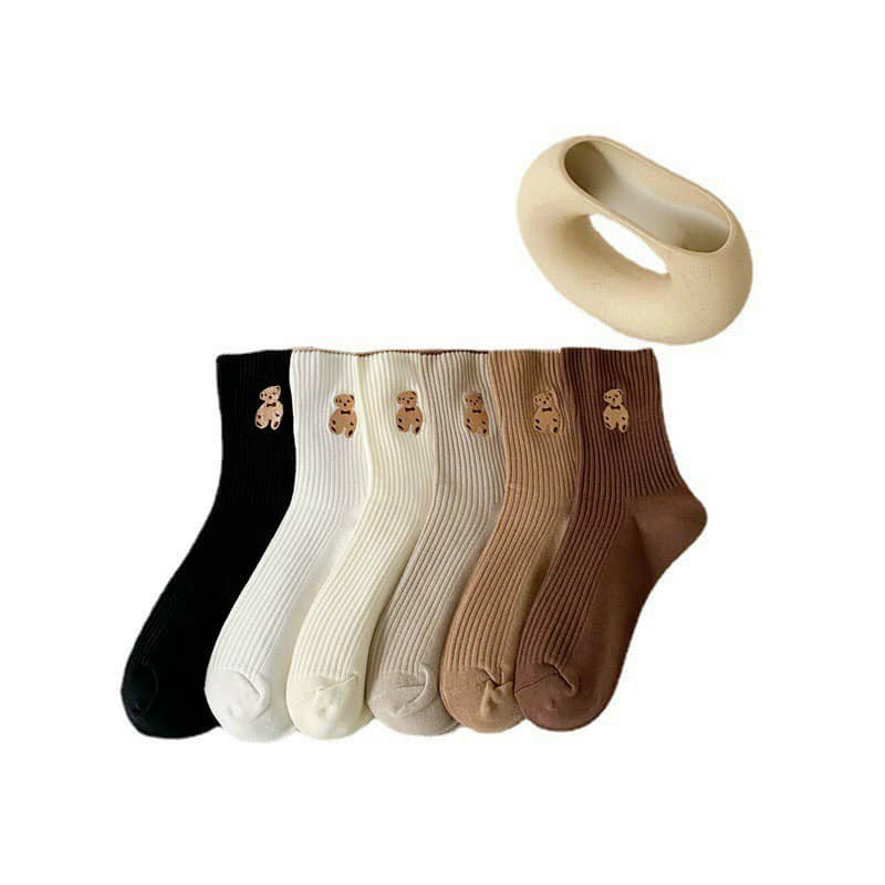 LỐ 10 ĐÔI TẤT GẤU CỔ CAO LEN GÂN MÀU VINTAGE CHO NỮ SIÊU ĐẸP