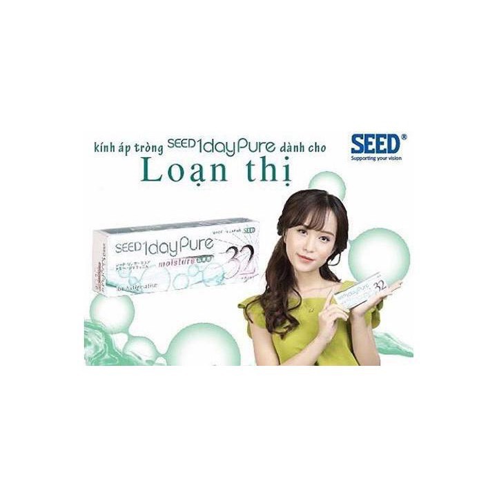 Hộp 32 lens kính áp tròng SEED 1 ngày 1 day Pure moisture for Astigmatism dành cho cận - loạn thị