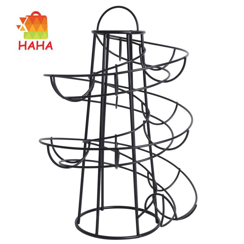 Spiraling Design Metal Standing Egg Skelter/Dispenser Rack (Black)#HAVN