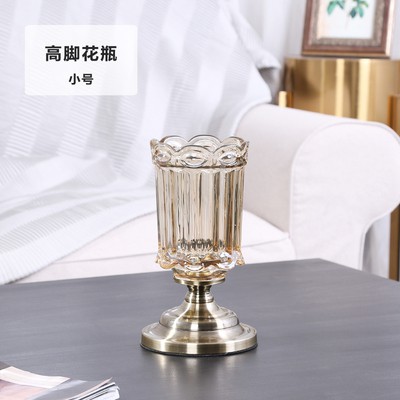 TnP DECOR -Bình hoa thủy tinh đế đồng cao cấp decor phòng khách, trang trí phòng ngủ phong cách Bắc Âu và tân cổ điển