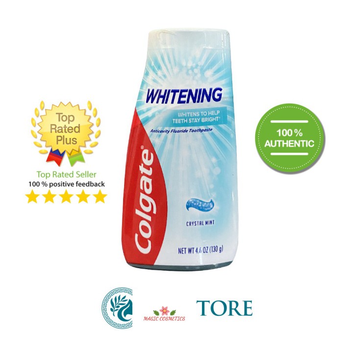 [Mã giảm giá mỹ phẩm chính hãng] Kem đánh răng Colgate Whitening trắng xanh Crystal Mint 130 g