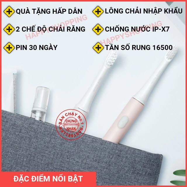 [CHÍNH HÃNG XIAOMI] Bàn chải điện Xiaomi Mijia Sonic T100, Bàn chải điện làm sạch và giúp răng trắng sáng tự nhiên