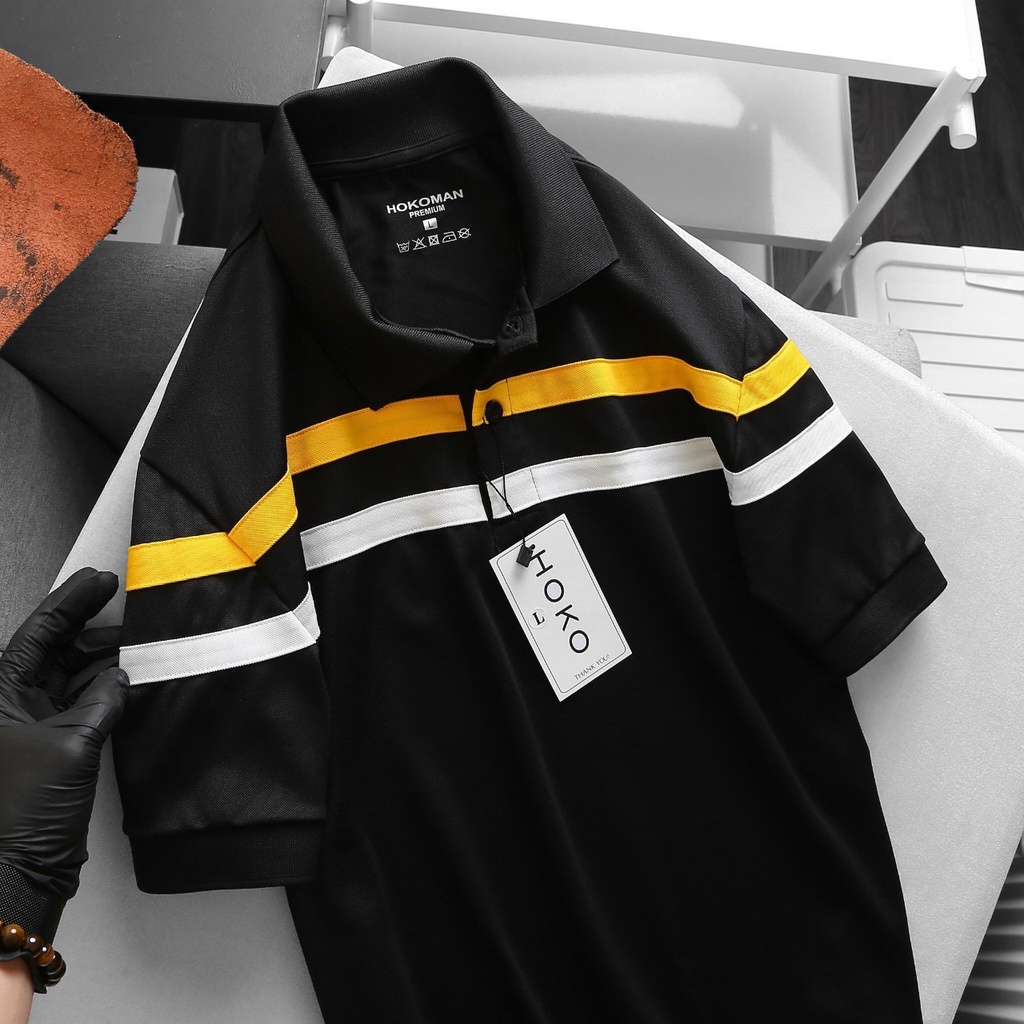 Áo thun cá sấu nam phối màu, áo thun polo nam có cổ thời trang vải mềm mịn, thấm hút tốt - HK233