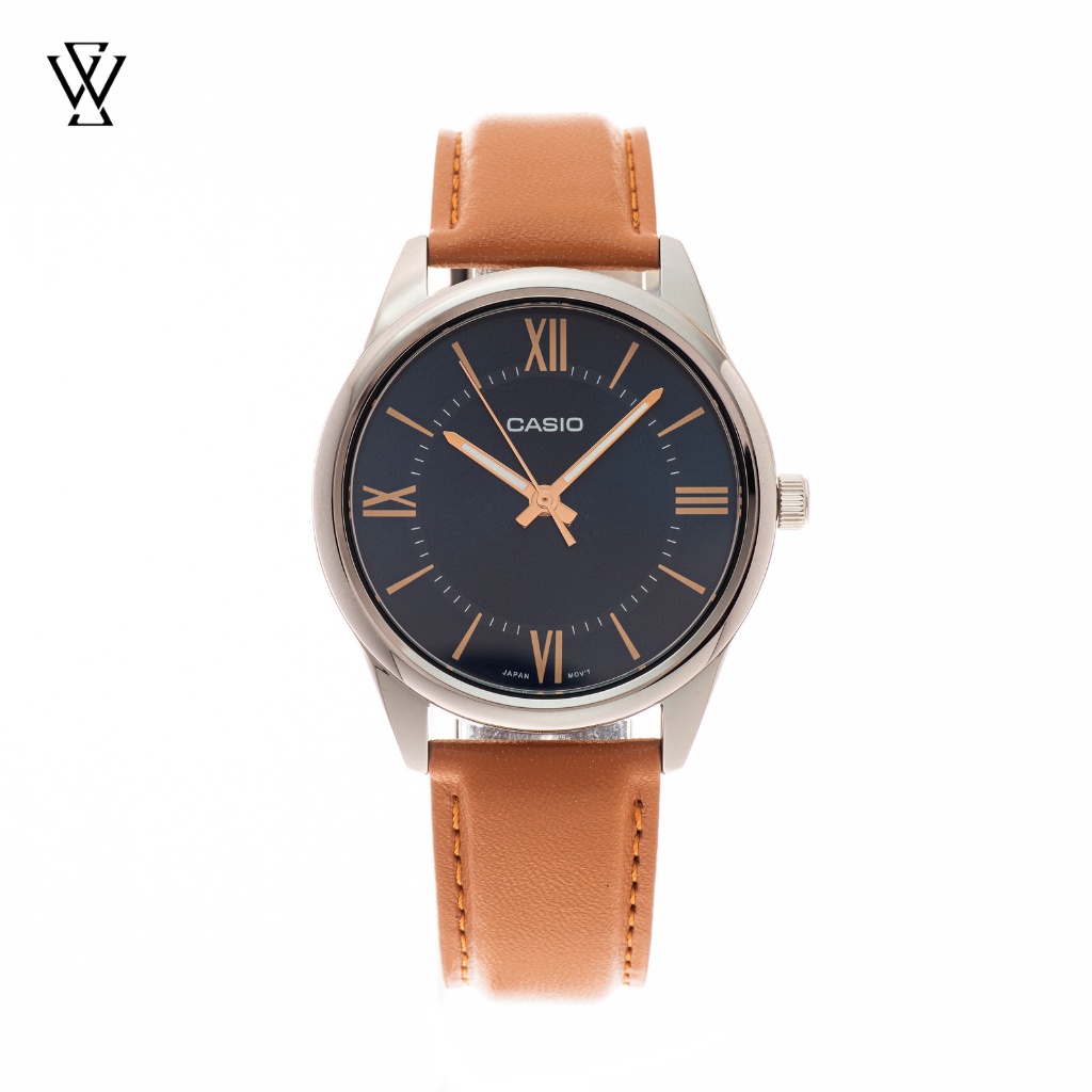 Đồng Hồ Quartz Nam Casio WATCHSTORE MTP-V005L-2B5UDF Thiết Kế Kính Khoáng 38mm, Dây Đeo Da Và Vỏ Thép Không Gỉ