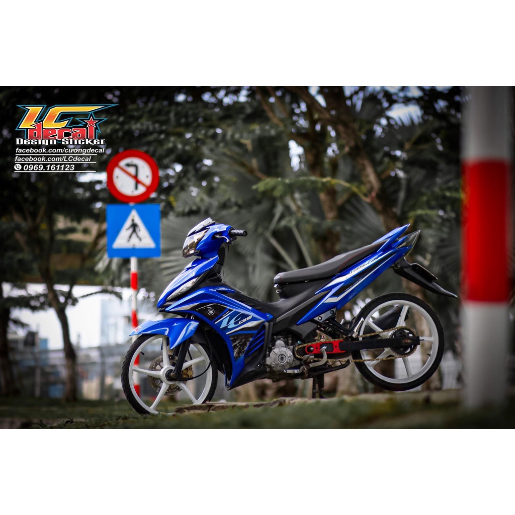 [Ảnh thật] Tem Decal Rời mẫu LC 135 cho Exciter 5 số xanh Gp - tem chuẩn form - sắc nét
