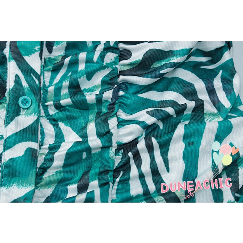 DUNEA Đầm Tay Dài Cổ Polo In Họa Tiết Thời Trang Cho Nữ