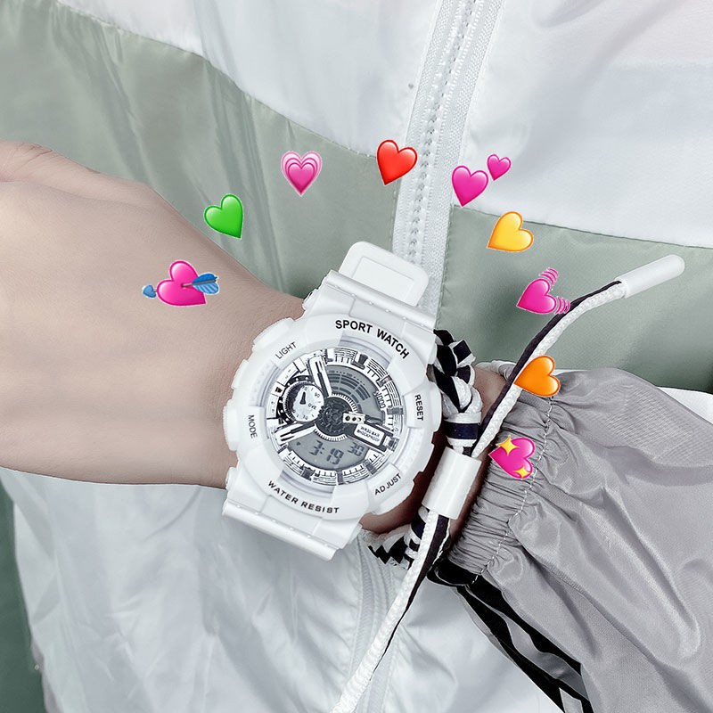 Đồng hồ đeo tay điện tử hình ngôi nhà ngựa một sừng màu hồng anh đào phong cách Hàn Quốc đơn giản cho nam và nữ
