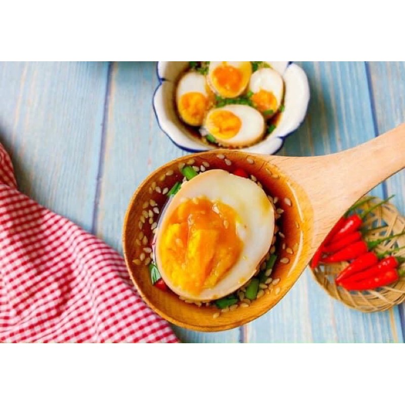 Trứng Gà  Ngâm Nước Tương,Chay Mặn Đều Dùng Được, Trứng Lòng Đào Ngâm Tương Hộp 10 Trứng