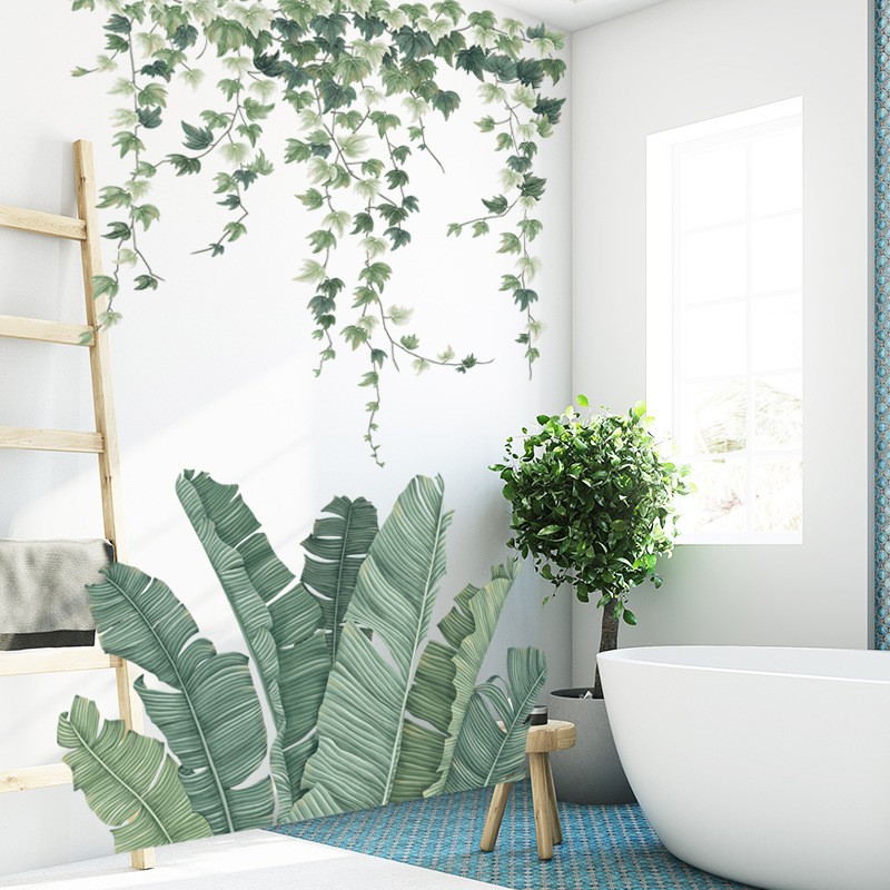 [SALE OFF] TRANH DECAL DÁN TƯỜNG DECOR PHÒNG NGỦ, SPA HÌNH CÂY XANH LÁ CHUỐI