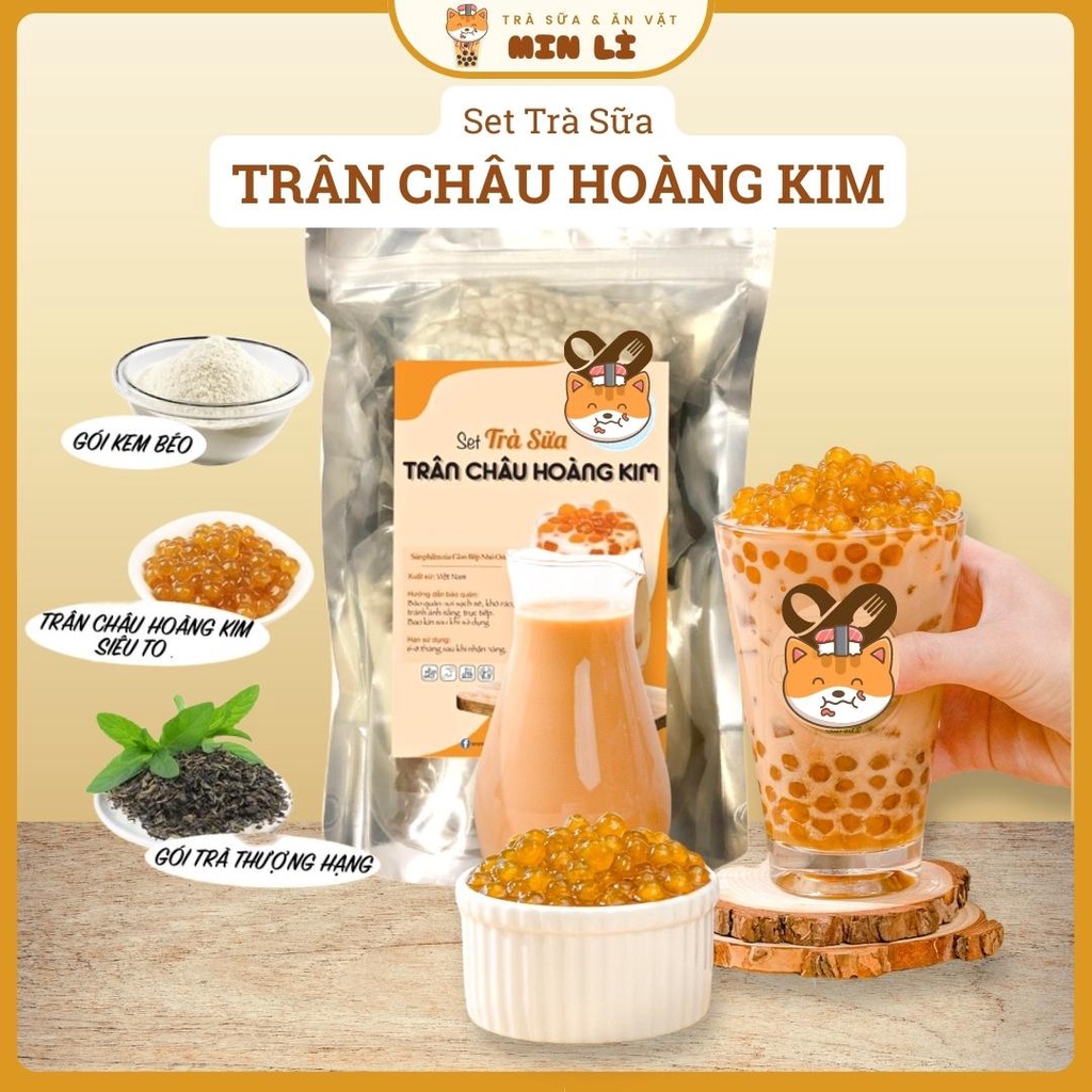 Set Trà Sữa Trân Châu Hoàng Kim Nhà Min, Set Nguyên Liệu Làm Trà Sữa Phúc Long Thượng Hạng, Trà Sữa 