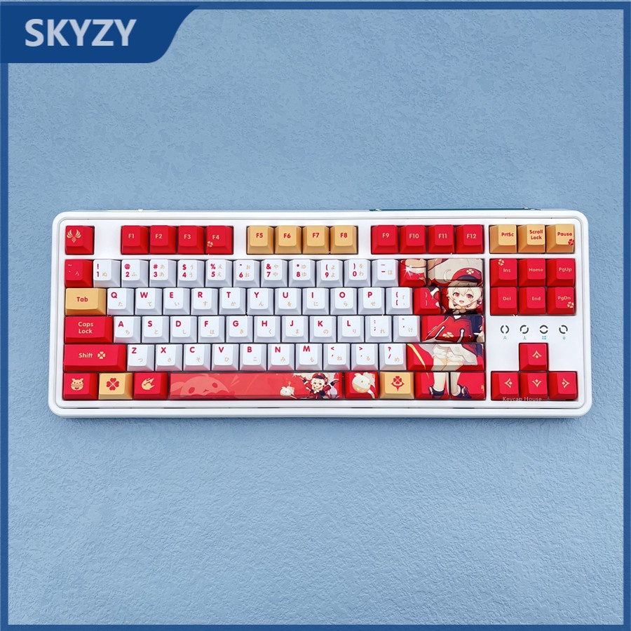 128 phím Genshin Impact Klee Keycap Cherry Profile Anime PBT Dye Sub Bàn phím cơ học Keycap