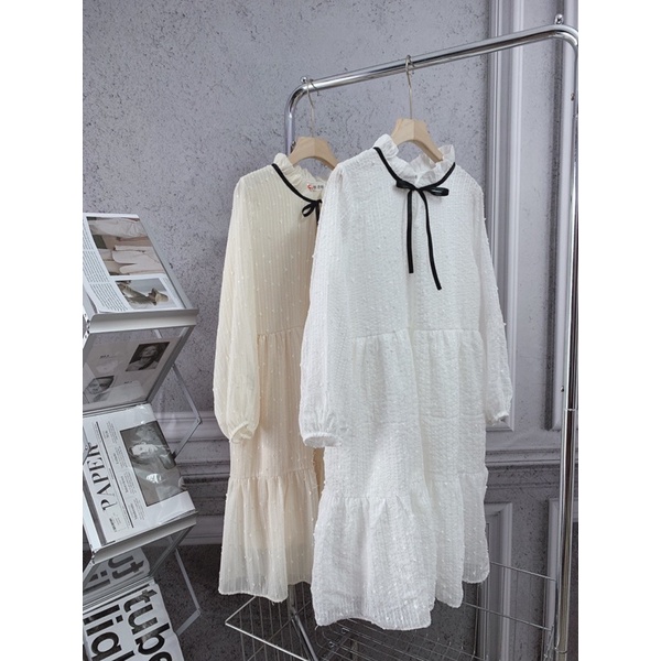 Đầm - Váy babydoll dài tay ren hạt điệu đà Bling Bling