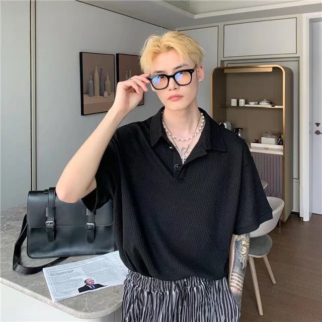 Áo Thun Nam Polo Màu Trơn Đơn Giản Thời Trang Đường Phố Hàn Quốc Fashion Áo Sơ Mi Nam Ngắn Tay  Simple Áo Polo Nam Unisex Áo Thun Có Cổ Nữ