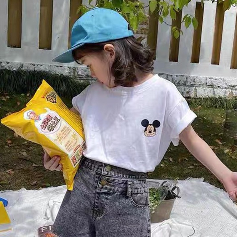 Áo thun thể thao tay ngắn in hoạ tiết hoạt hình kiểu Hàn Quốc dễ thương cho bé gái