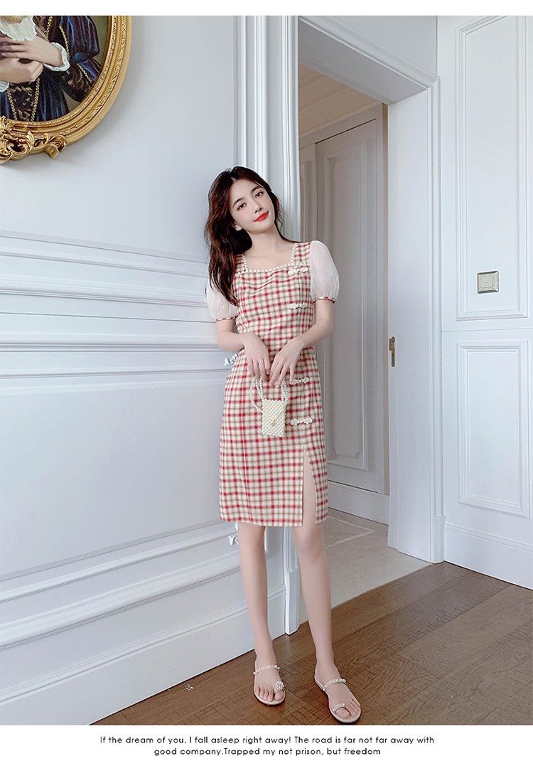 Đầm Sườn Xám Cách Tân Tay Phồng Màu Đỏ Gạch Thời Trang 2021 Cho Nữ | BigBuy360 - bigbuy360.vn