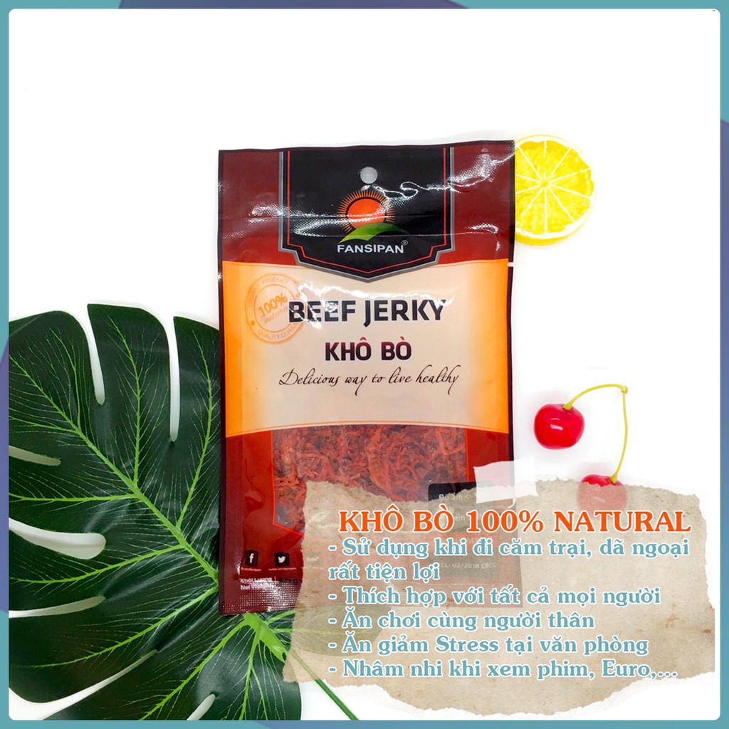 KHÔ BÒ SỢI  Fansipan thượng hạng gói 50g, bò khô sợi cay loại siêu ngon đặc sản Tasty Food