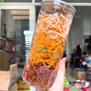Khô 3 vị mix : khô gà + khô heo + mực sợi hấp dừa